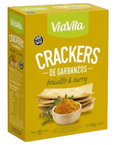 CRACKERS DE GARBANZO - TOMILLO Y CURRY X 100 GRS