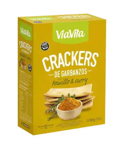 CRACKERS DE GARBANZO - TOMILLO Y CURRY X 100 GRS